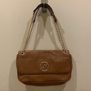 MICHAEL KORS cognac pebble leather purse